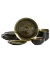 Stone Lain Riley 12-piece Dinnerware Set Stoneware In Green