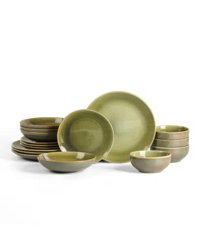 Stone Lain Riley 16-piece Dinnerware Set, Service For 4 In Green