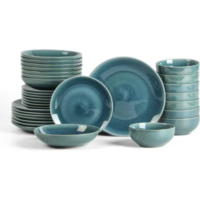 Stone Lain Riley 32-piece Dinnerware Set Stoneware, Service For 8 In Blue
