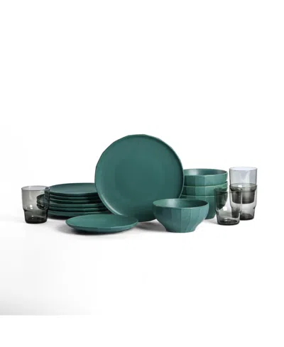 Stone Lain Rio 16 Pc. Dinnerware & Glassware Set, Service For 4 In Green