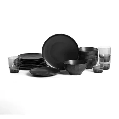 Stone Lain Rio 16-pc. Stoneware Dinnerware Set In Black