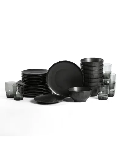 Stone Lain Rio 32 Pc. Dinnerware & Glassware Set, Service For 8 In Black