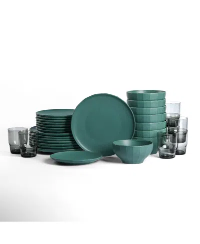Stone Lain Rio 32 Pc. Dinnerware & Glassware Set, Service For 8 In Green