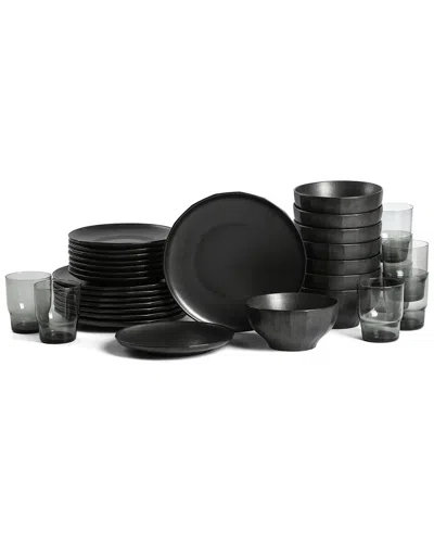 Stone Lain Rio 32-piece Dinnerware Set Stoneware In Black