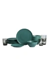 Stone Lain Rio Stoneware 16-piece Dinnerware Set With Glasses In Green