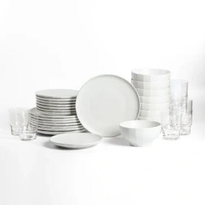 Stone Lain Rio Stoneware 32-piece Dinnerware Set With Glasses In White