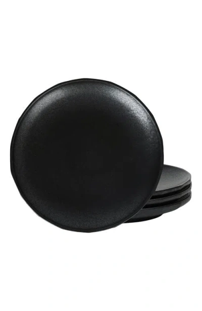 Stone Lain Rio Stoneware 4-piece Salad Plate Set In Black