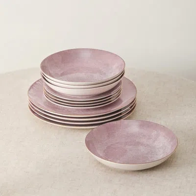 Stone Lain Rosie 12-piece Dinnerware Set Porcelain In Pink