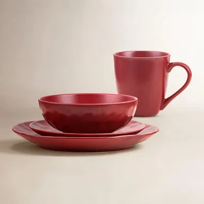 Stone Lain Sam 16-piece Dinnerware Set Porcelain In Red
