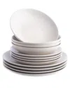 Stone Lain Semplice 12pc White Matte Stoneware Dinnerware Set In White