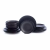Stone Lain Semplice 24pc Black Matte Stoneware Dinnerware Set In Black