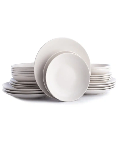 Stone Lain Semplice 24pc White Matte Stoneware Dinnerware Set