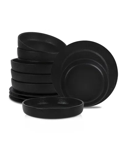 Stone Lain Senso 24 Pc. Dinnerware Set, Service For 8 In Black
