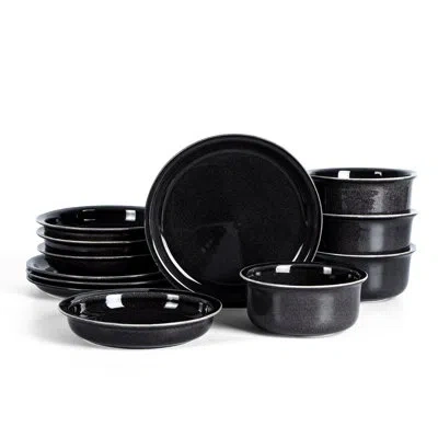 Stone Lain Slate 12-piece Dinnerware Set Stoneware In Black