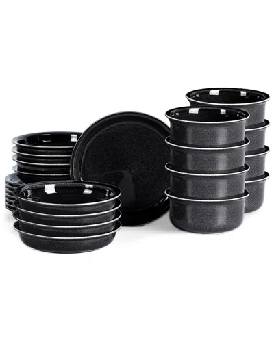 Stone Lain Slate 24-piece Dinnerware Set Stoneware In Black