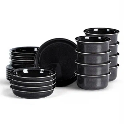 Stone Lain Slate 24-piece Dinnerware Set Stoneware In Black