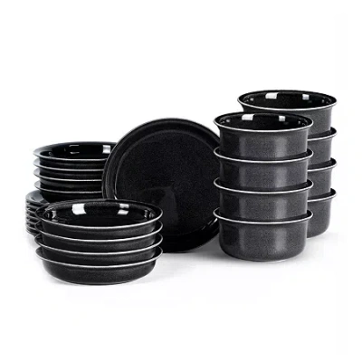 Stone Lain Slate 8-pc. Stoneware Dinnerware Set In Black