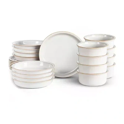 Stone Lain Slate 8-pc. Stoneware Dinnerware Set In White