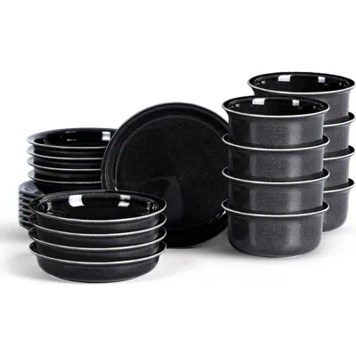 Stone Lain Slate Stoneware 24-piece Dinnerware Set In Black