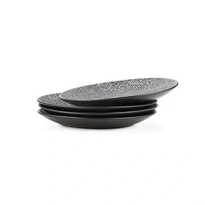 Stone Lain Sophie 4-piece Salad Plate Set Stoneware In Black