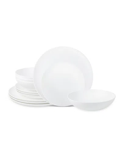 Stone Lain Taglio Bone China 12 Pc. Dinnerware Set, Service For 4 In Matte White