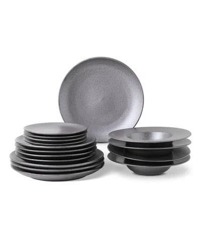 Stone Lain Valencia 16 Pc. Dinnerware Set, Service For 4 In Metallic Grey