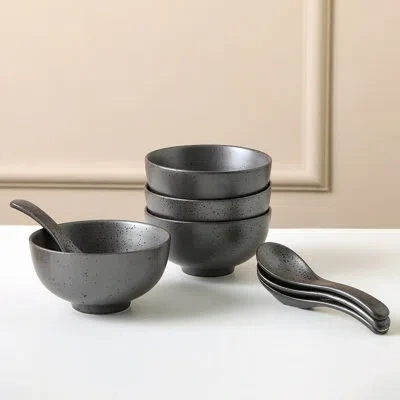 Stone Lain Valencia 8-piece Serving Bowl And Spoon Set Porcelain In Gray