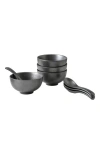 Stone Lain Valencia Porcelain 8-piece Bowl And Spoon Set In Gray