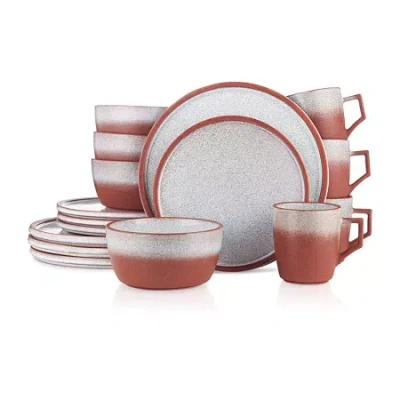 Stone Lain Vince 16-pc. Stoneware Dinnerware Set In Red