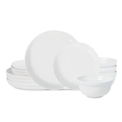 Stone Lain Virtuo Porcelain 12-piece Dinnerware Set In White