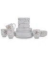 Stone Lain Zora 32pc Porcelain Dinnerware Set In White And Gold