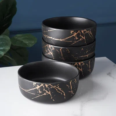 Stone Lain Zora 4-piece Bowl Set Porcelain In Black