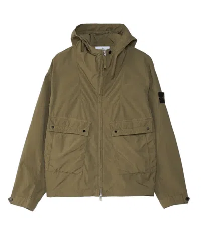 Stone Lightweight Double-layer Hooded Jacket For Men In Green