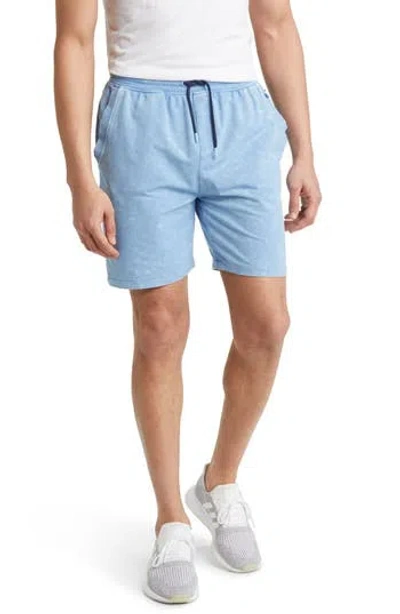 Stone Rose Acid Wash Fleece Shorts In Light Blue