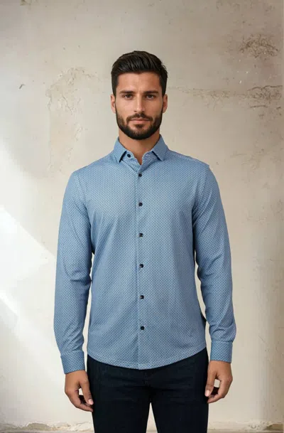 Stone Rose Apex Shirt In Dark Navy Interlinked Motif In Blue