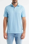 Stone Rose Bird's Eye Print Techno Stretch Performance Golf Polo In Blue