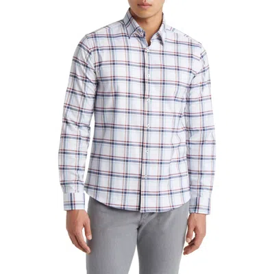 Stone Rose Dry Touch® Plaid Performance Button-up Shirt In White