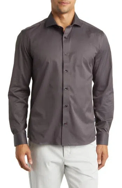 Stone Rose Drytouch® Performance Sateen Button-up Shirt In Brown