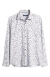 Stone Rose Flower Garden Print Button-up Shirt In Berry