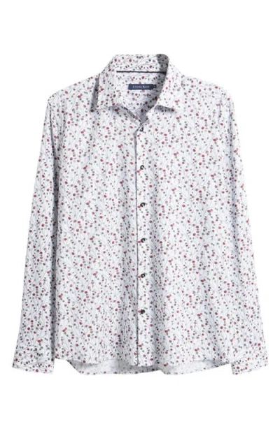 Stone Rose Flower Garden Print Button-up Shirt In Berry