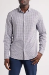 Stone Rose Flower Mosaic Stretch Cotton & Lyocell Button-up Shirt