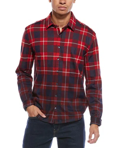 Stone Rose Jacquard Knit Check Shirt In Red