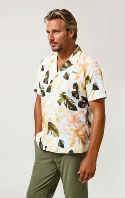 Stone Rose Linen Big Floral Ss Resort Shirt In Multi