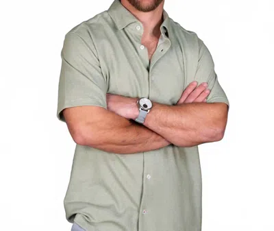 Stone Rose Men's Technical Pique Button Down Shirt In Olive In Green