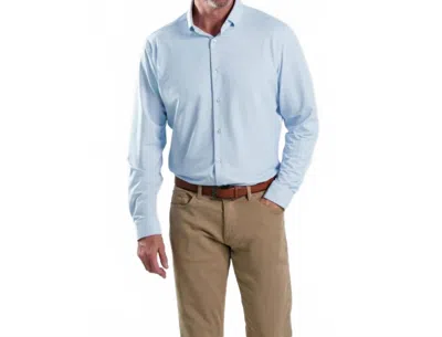 Stone Rose Men's Techno Stretch Long Sleeve Knit Shirt In Light Blue In Gold