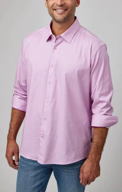 Stone Rose Micro Dot Long Sleeve Woven Shirt In Lavender In Purple