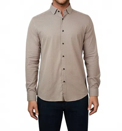 Stone Rose Nova Long Sleeve Shirt In Medium Orange Micro Weave In Neutral