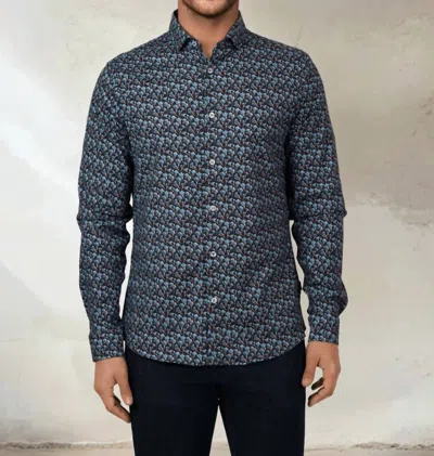 Stone Rose Nova Snowbrush Printed Shirt In Dark Navy In Blue