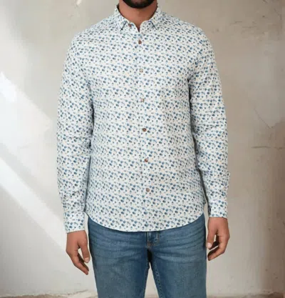 Stone Rose Nova Snowbrush Printed Shirt In White In Blue