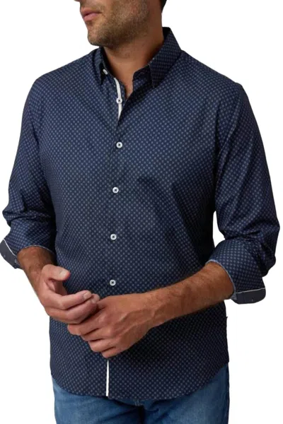 Stone Rose Ornament Long Sleeve Shirt In Navy In Blue